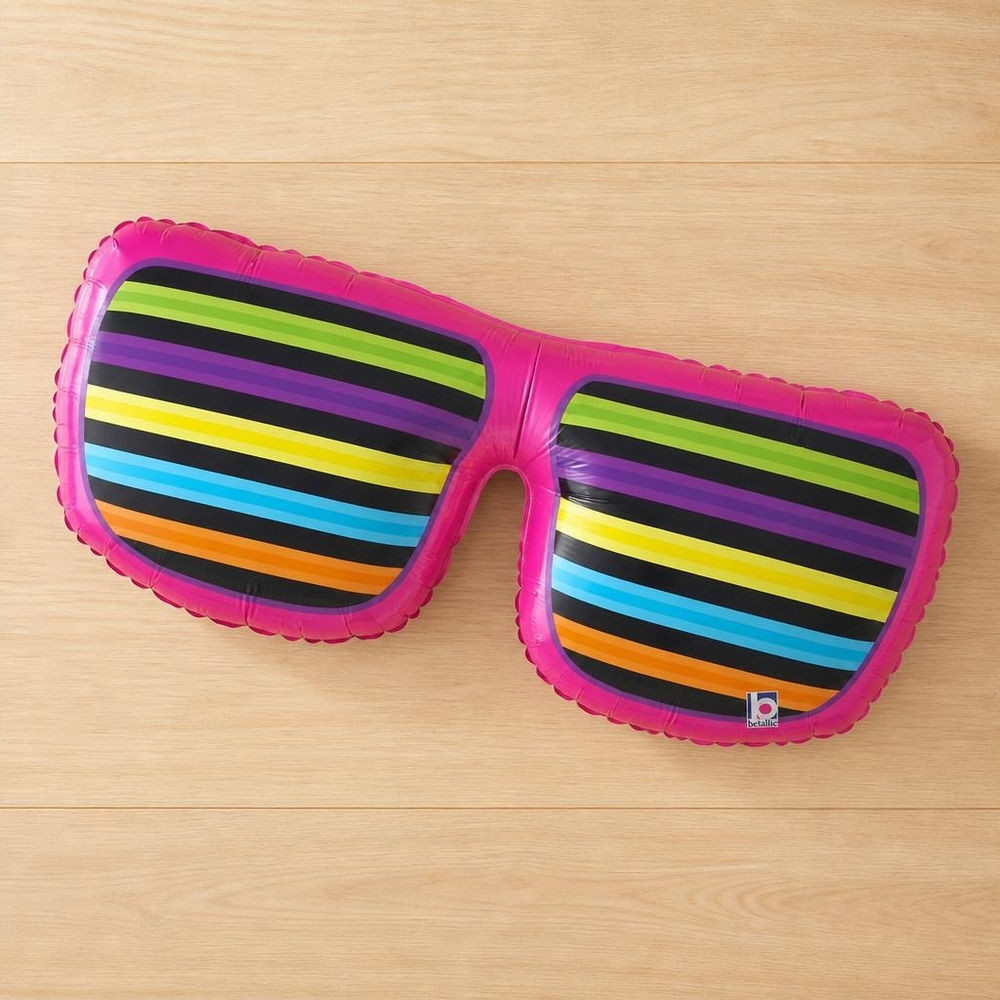 Neon Solbriller Folieballon - 1 stk (78 x 31 cm) | 80'erne Totally Folieballoner - Temashop