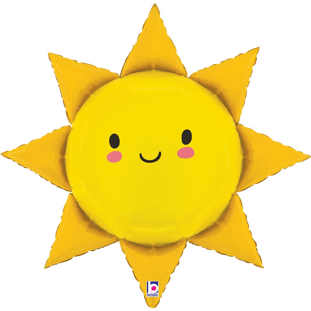Smilende Sol Folieballon - 1 stk (78 x 78 cm) | Sol Folieballoner - Temashop