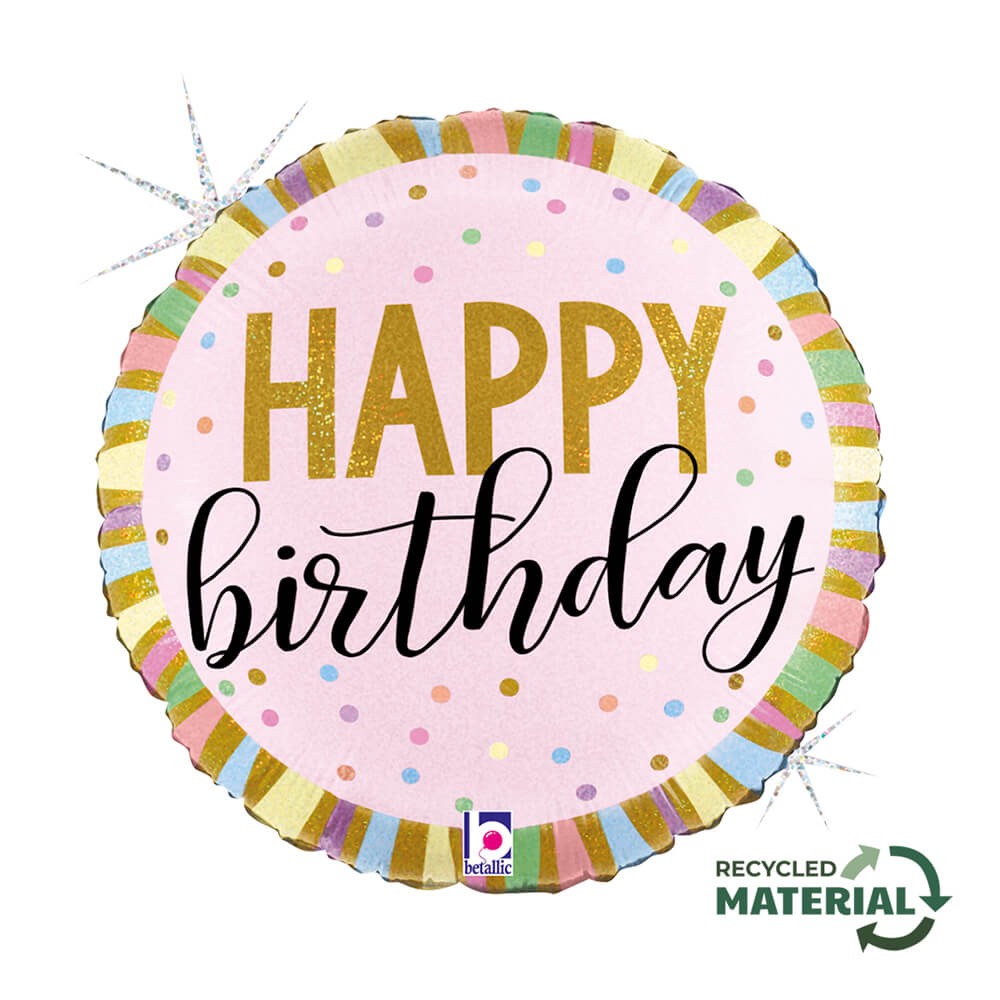 Pastel Stripes Fødselsdag Folieballon