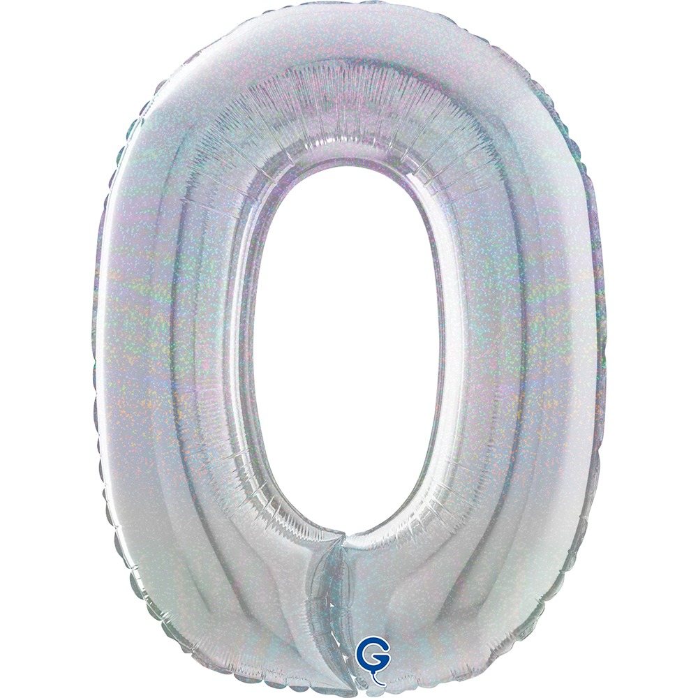 0 Folieballon Holografisk Sølv