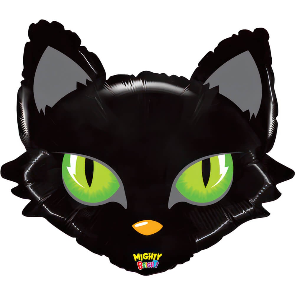 Sort Kat Hoved Folieballon - 1 stk (63 x 50 cm) | Kat Folieballoner - Temashop