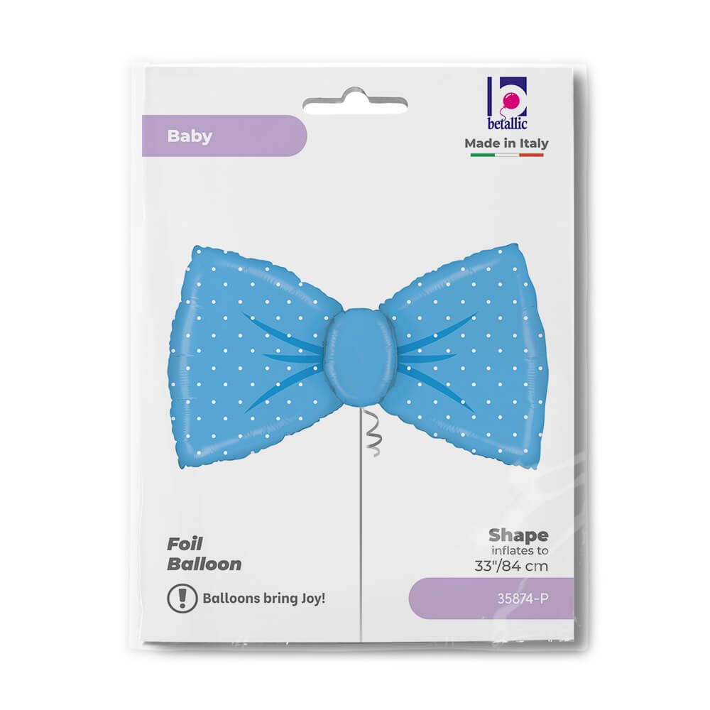 Sløjfe Folieballon Blå - 1 stk (80 x 44 cm) | Babyshower Folieballoner - Temashop