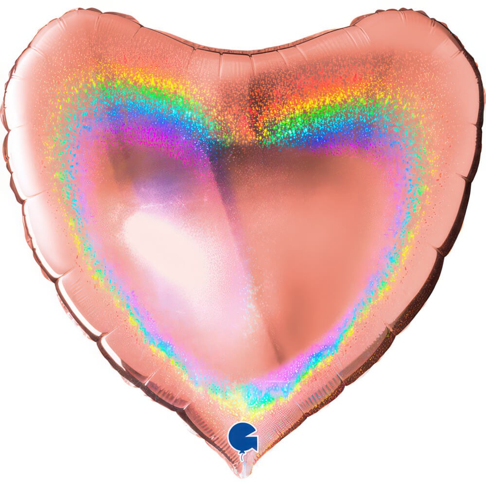 Hjerte Folieballon Holografisk Rosaguld