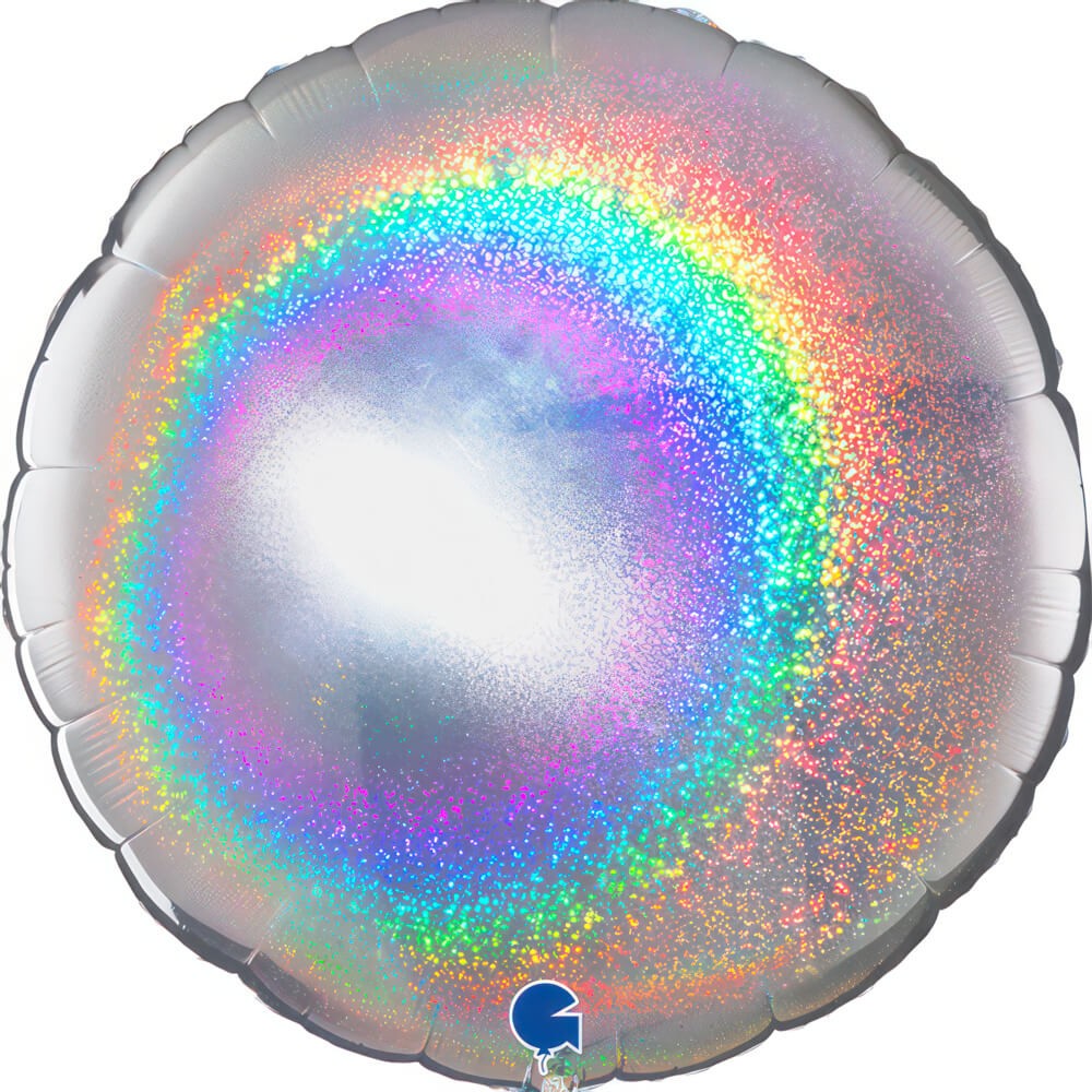 Rund Folieballon Holografisk Sølv - 1 stk (75 x 75 cm) | Sølv tema Folieballoner - Temashop