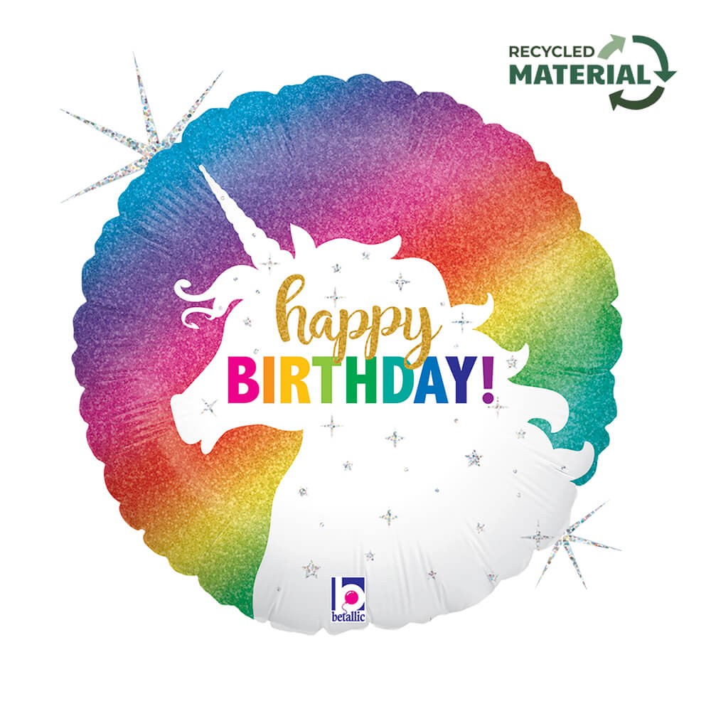 Glitter Enhjørning Happy Birthday Folieballon