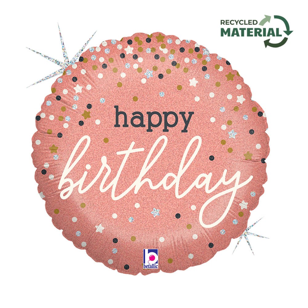 Happy Birthday Folieballon Rosaguld