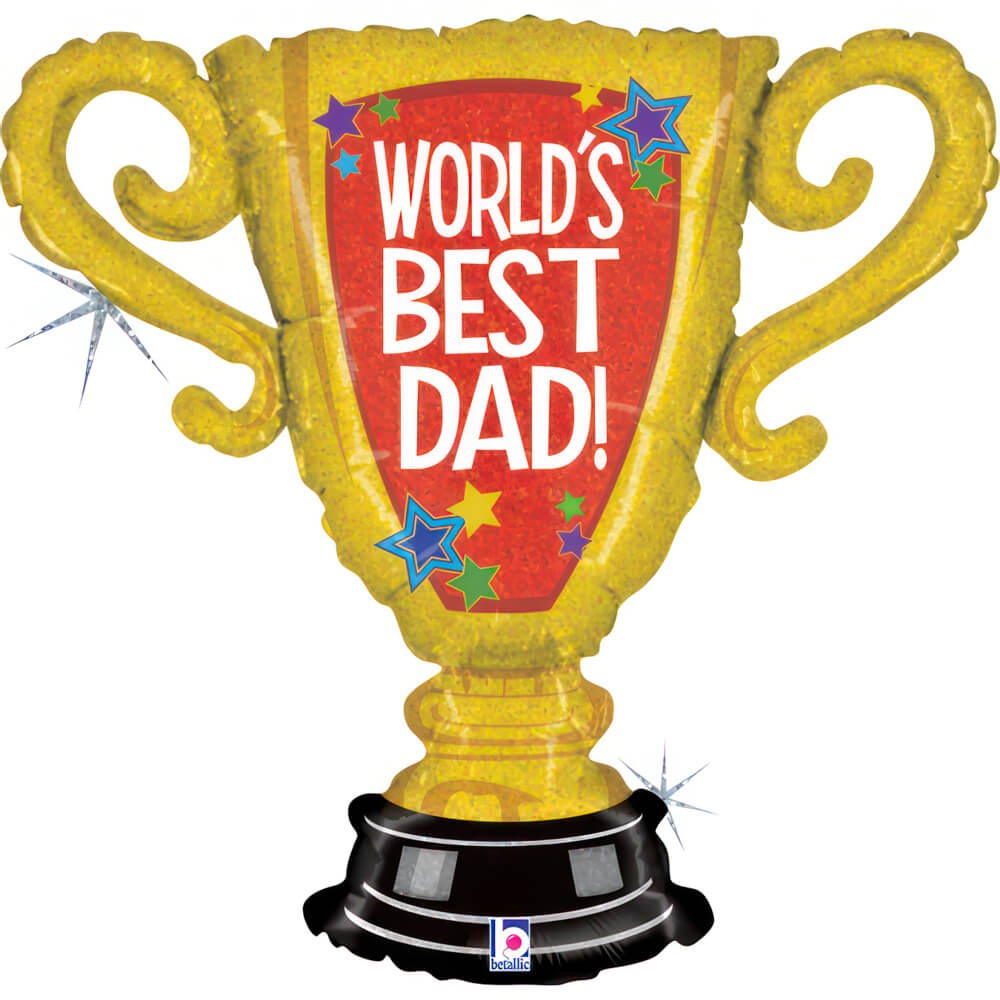 Trofæ World's Best Dad Folieballon - 1 stk (67 x 68 cm) | Fars dag Folieballoner - Temashop