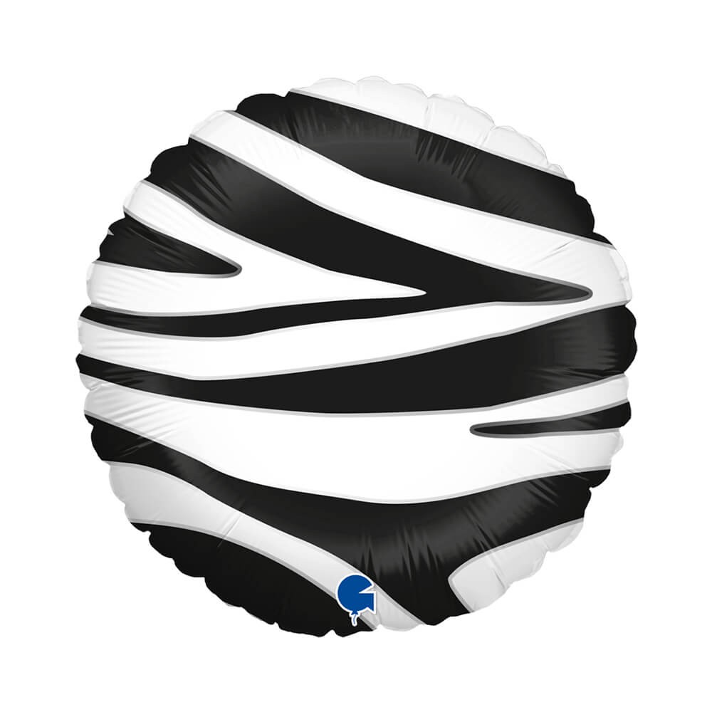Zebrastribet Rund Folieballon - 1 stk (35 x 35 cm) | Zebra Folieballoner - Temashop