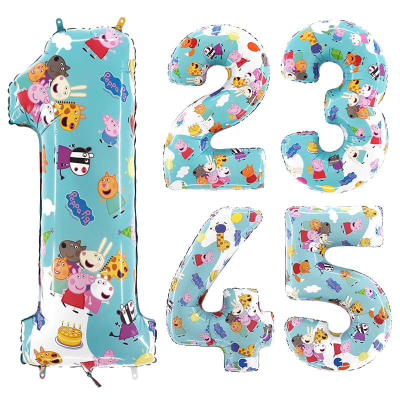 Gurli Gris Folie Talballoner - 1 stk (66 cm) | Gurli Gris Folieballoner tal / bogstav - Temashop