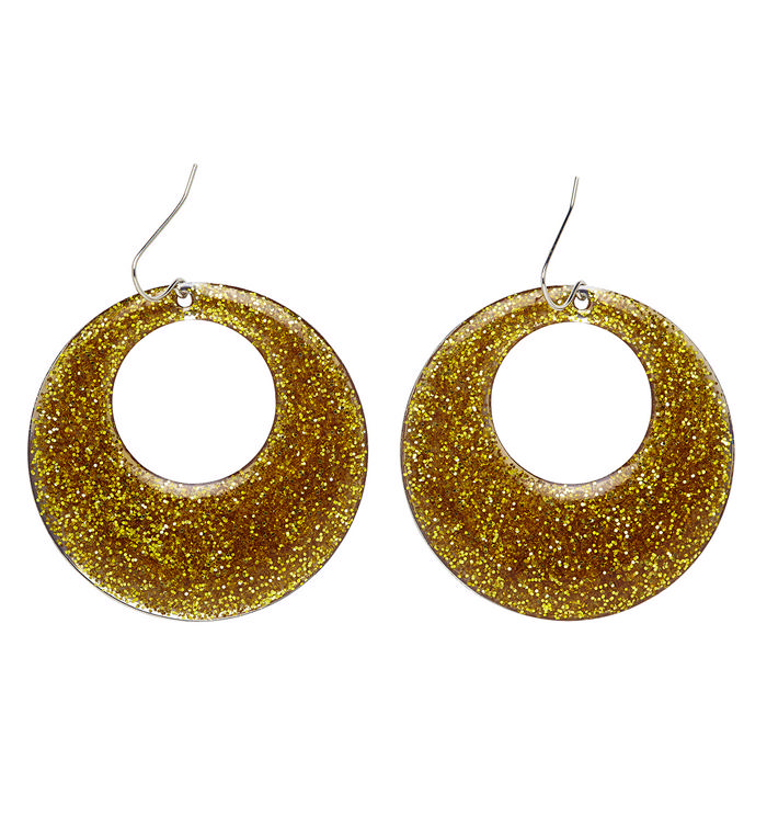 Guld Glitter Øreringe | 80'erne Totally Øreringe - Smykker - Temashop