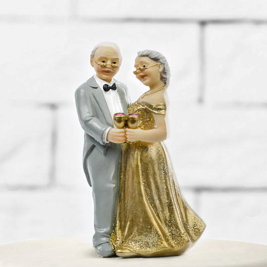 Guldbryllup Bryllupsfigur - 1 stk (12 cm) | Guldbryllup Kagefigur / kagetopper - Temashop