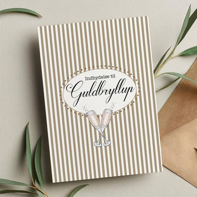 Guldbryllup Invitationer - 6 stk (11,5 x 16 cm) | Guldbryllup Invitationer - Temashop
