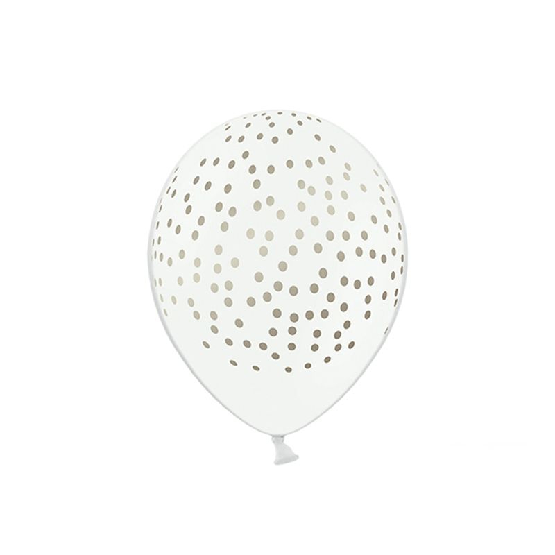 Guldprikkede Balloner Pastel Hvid - 6 stk (30 cm) - Temashop