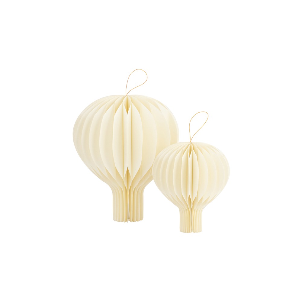 Varmluftballon Honeycombs Beige - 2 stk (20 cm & 30 cm) | Hvidt tema Honeycomb-figur - Temashop
