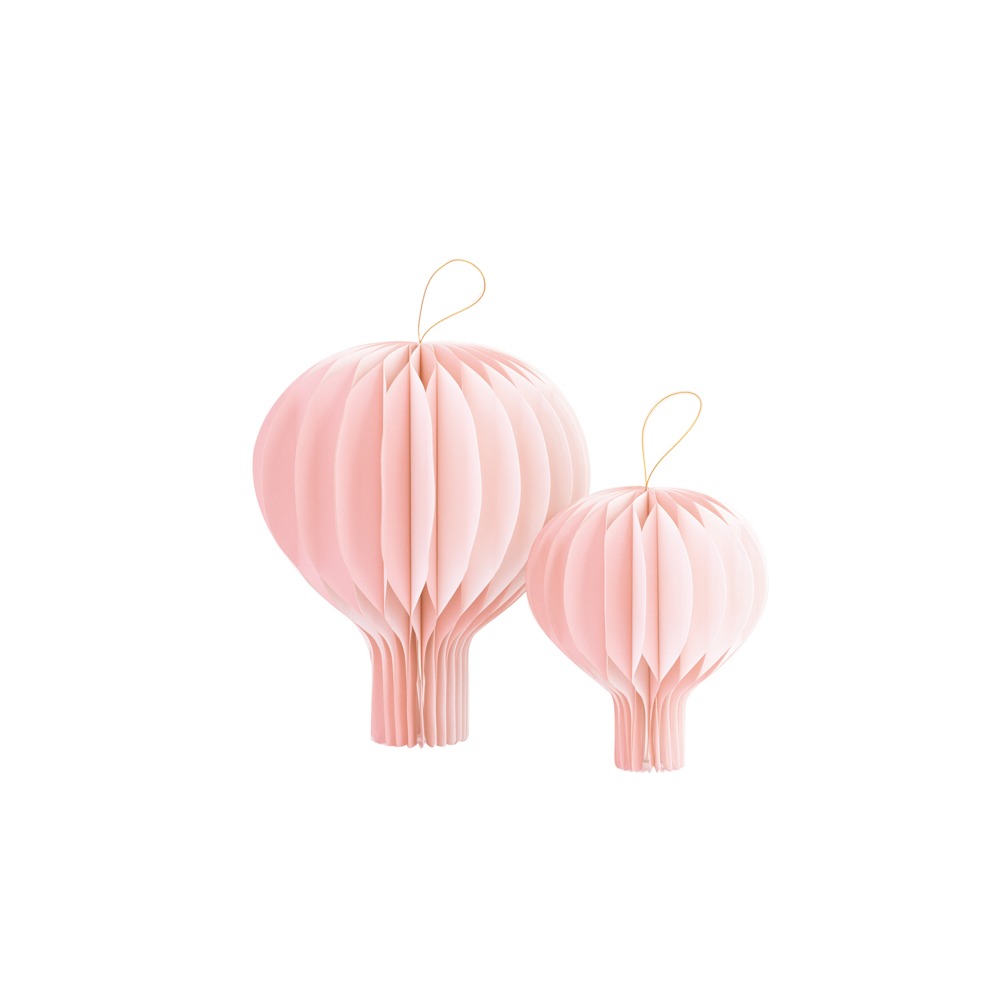 Varmluftballon Honeycombs Lyserød - 2 stk (20 cm & 30 cm) | Lyserødt Tema Honeycomb-figur - Temashop