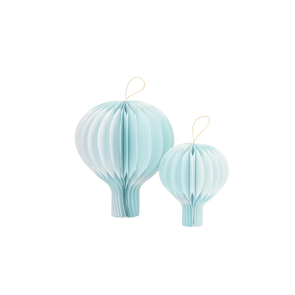 Varmluftsballon Honeycomb Lyseblå - 2 stk (Ø 20-30 cm) | Lyseblåt Tema Honeycomb-figur - Temashop