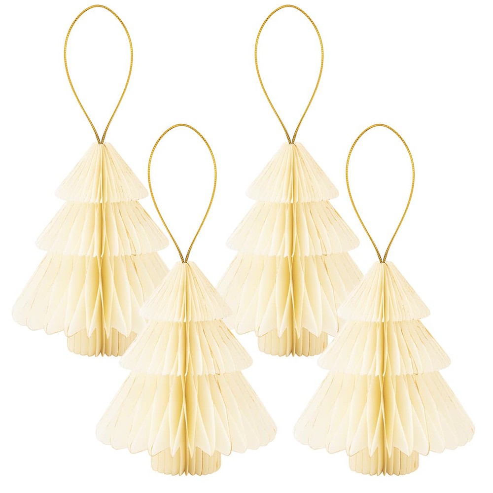 Honeycomb Juletræer Råhvid 4-Pak - 4 stk (10 cm) | Juletræ Honeycombs - Temashop