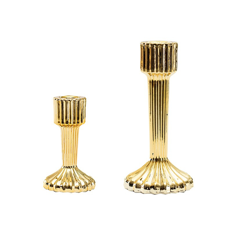 Glaslysestage Guld - 1 stk (11 cm) | Guld tema Lys / lysestager - Temashop