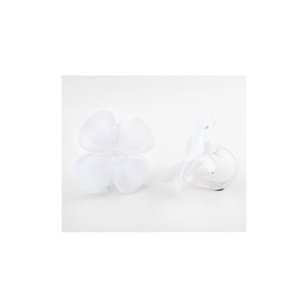 Dugclips Med Hvide Blomster - 4 stk | Blomst Servietringe - Temashop