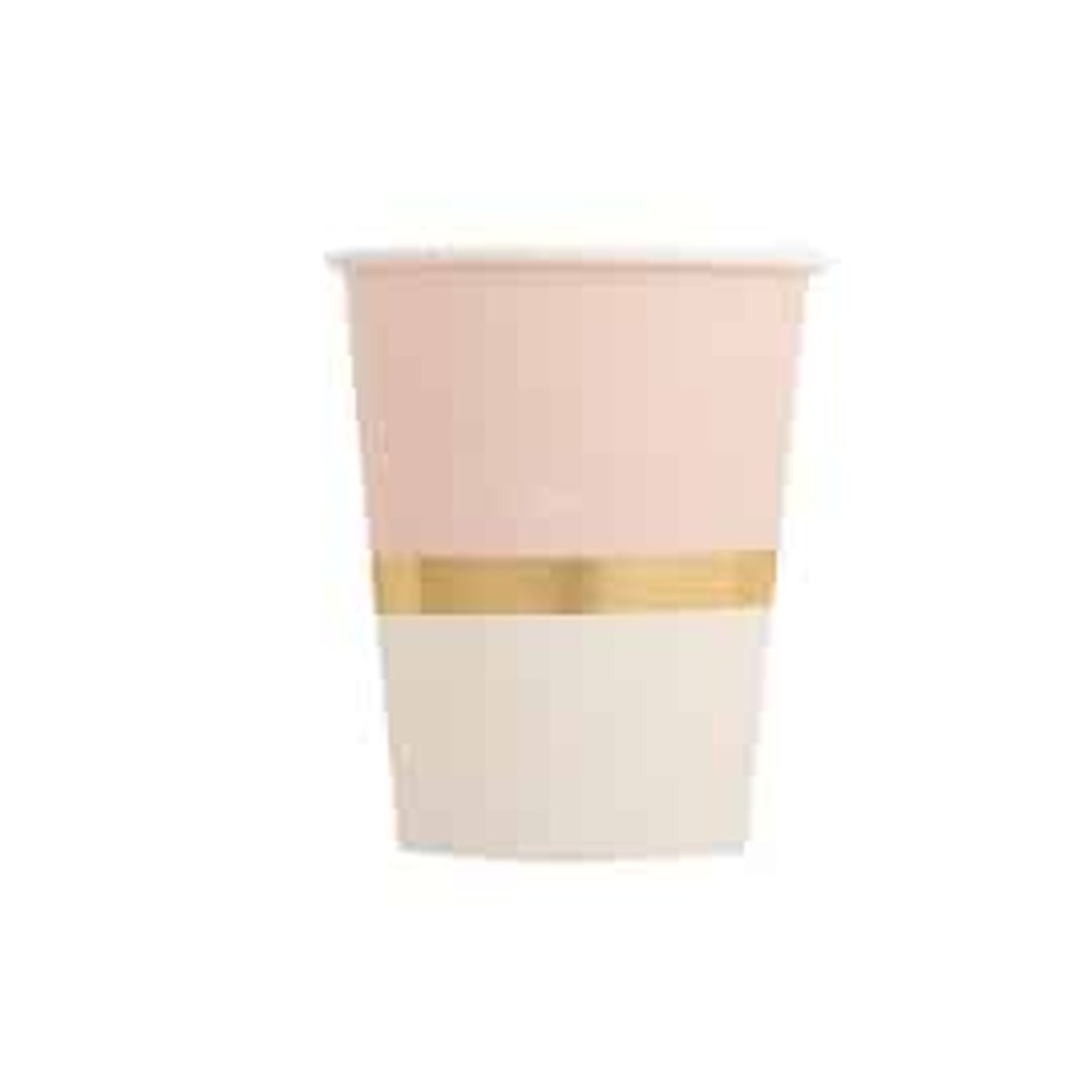 Guldkant Papkrus Lyserød/Hvid - 8 stk (250 ml) | Pink tema Krus - Temashop