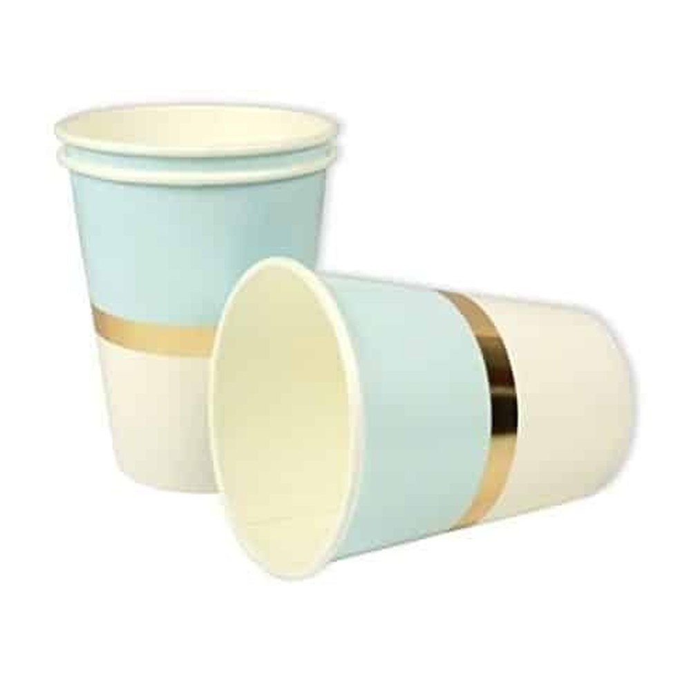 Guldkant Papkrus Lyseblå/Hvid