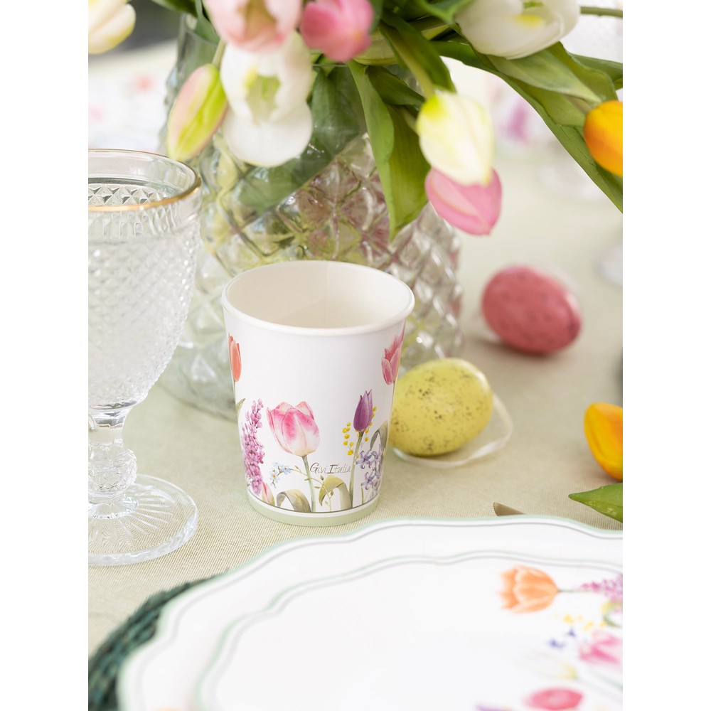 Tulipan & Forårsblomster Papkrus - 8 stk (250 ml) | Blomst Krus - Temashop