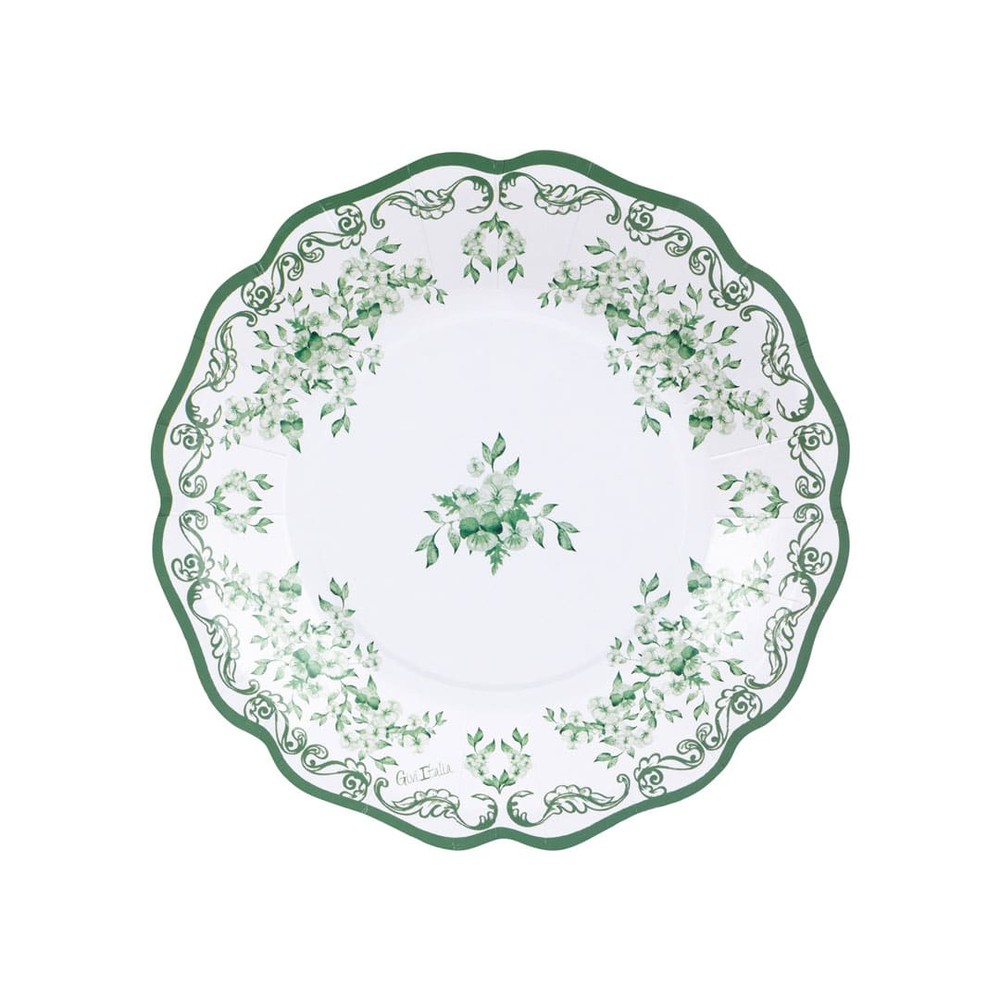 Blomster Paptallerkener Støvgrøn