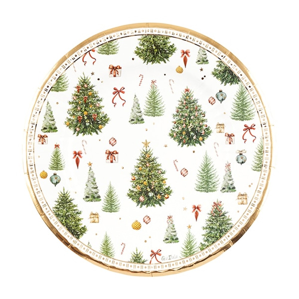 Juleskov Paptallerkener - 8 stk (27 cm) | Jul Tallerkner - Temashop