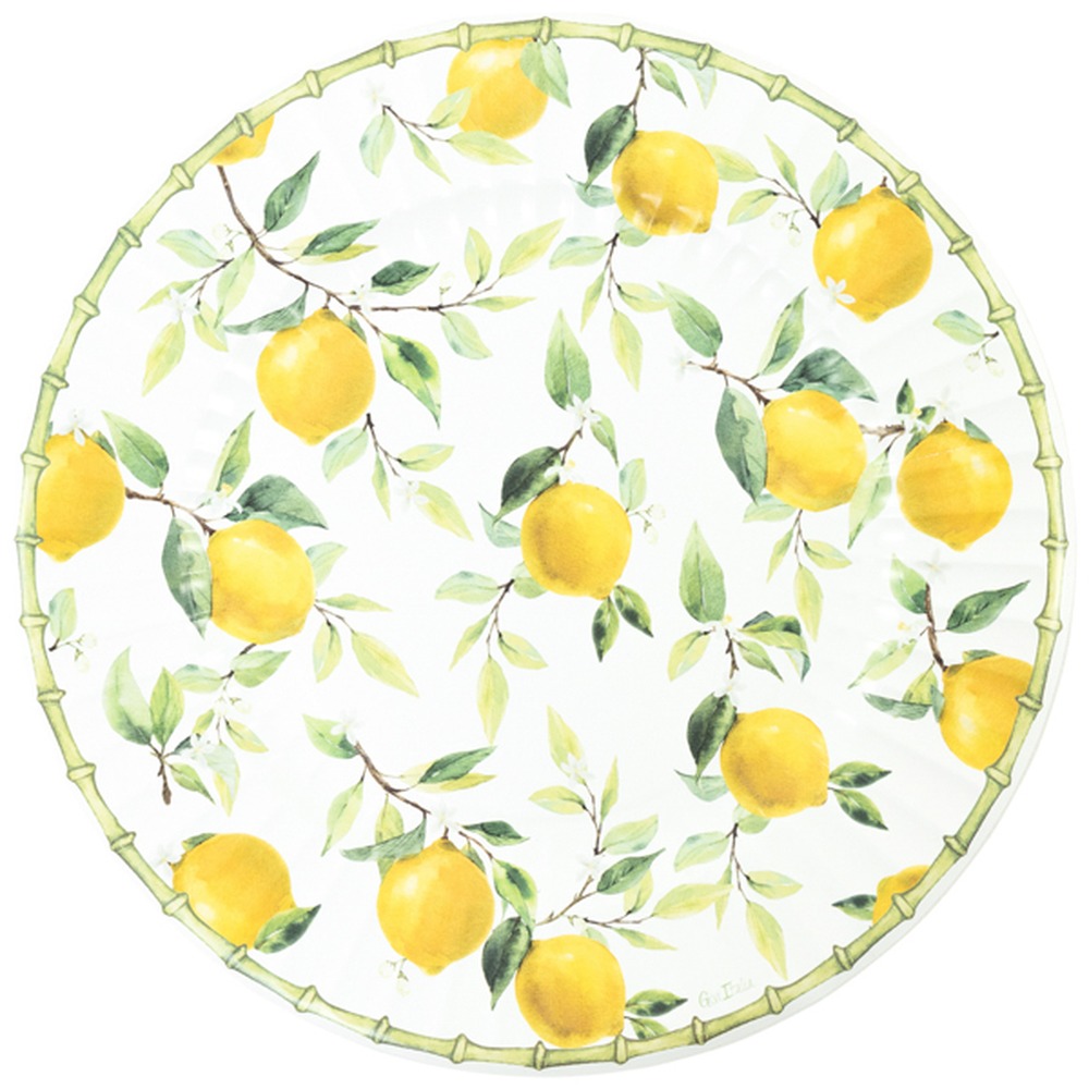 Citrontræ Paptallerkener Gul - 6 stk (Ø 33 cm) | Frugt Tallerkner - Temashop