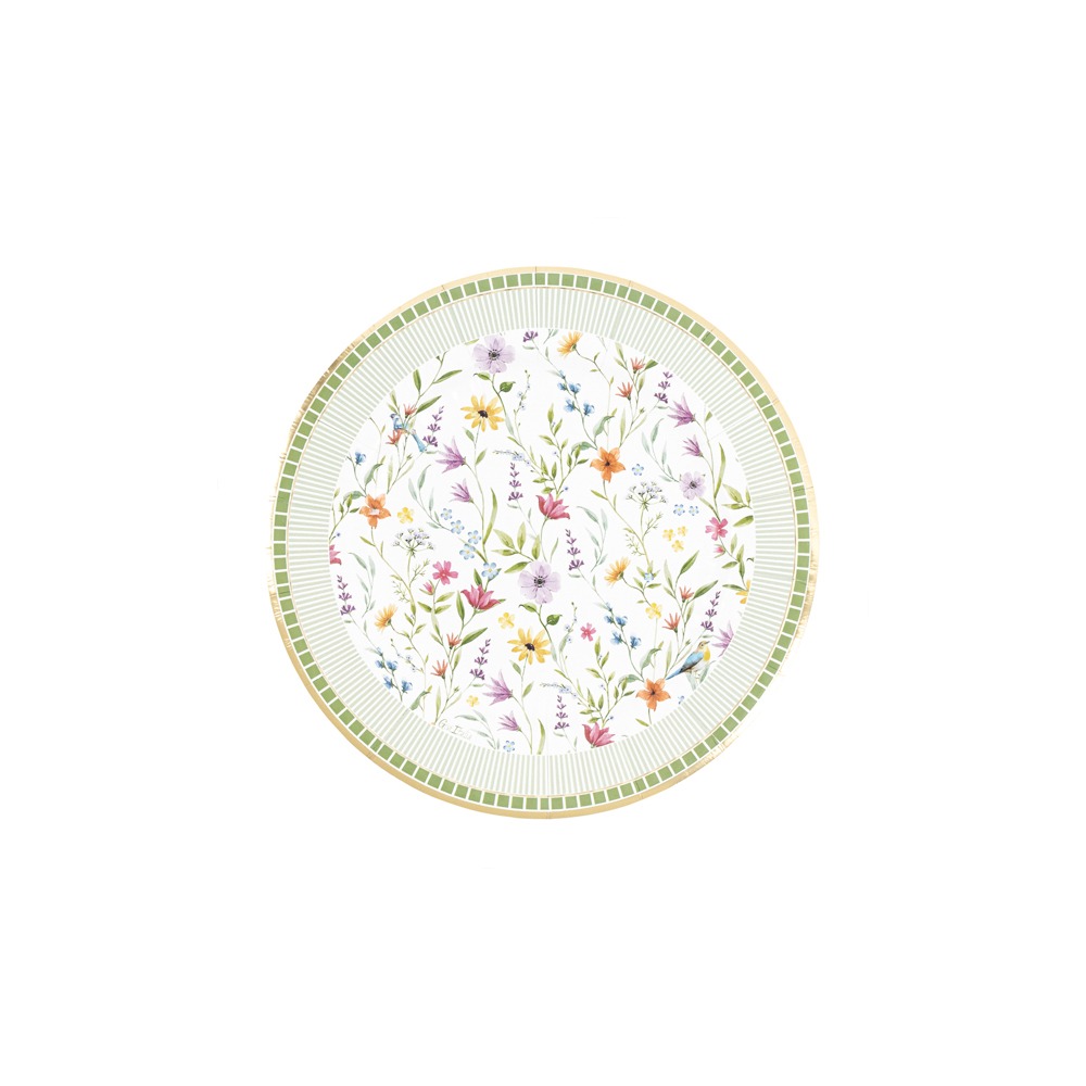 Blomster Paptallerkener - 8 stk (Ø 27 cm) | Blomst Tallerkner - Temashop