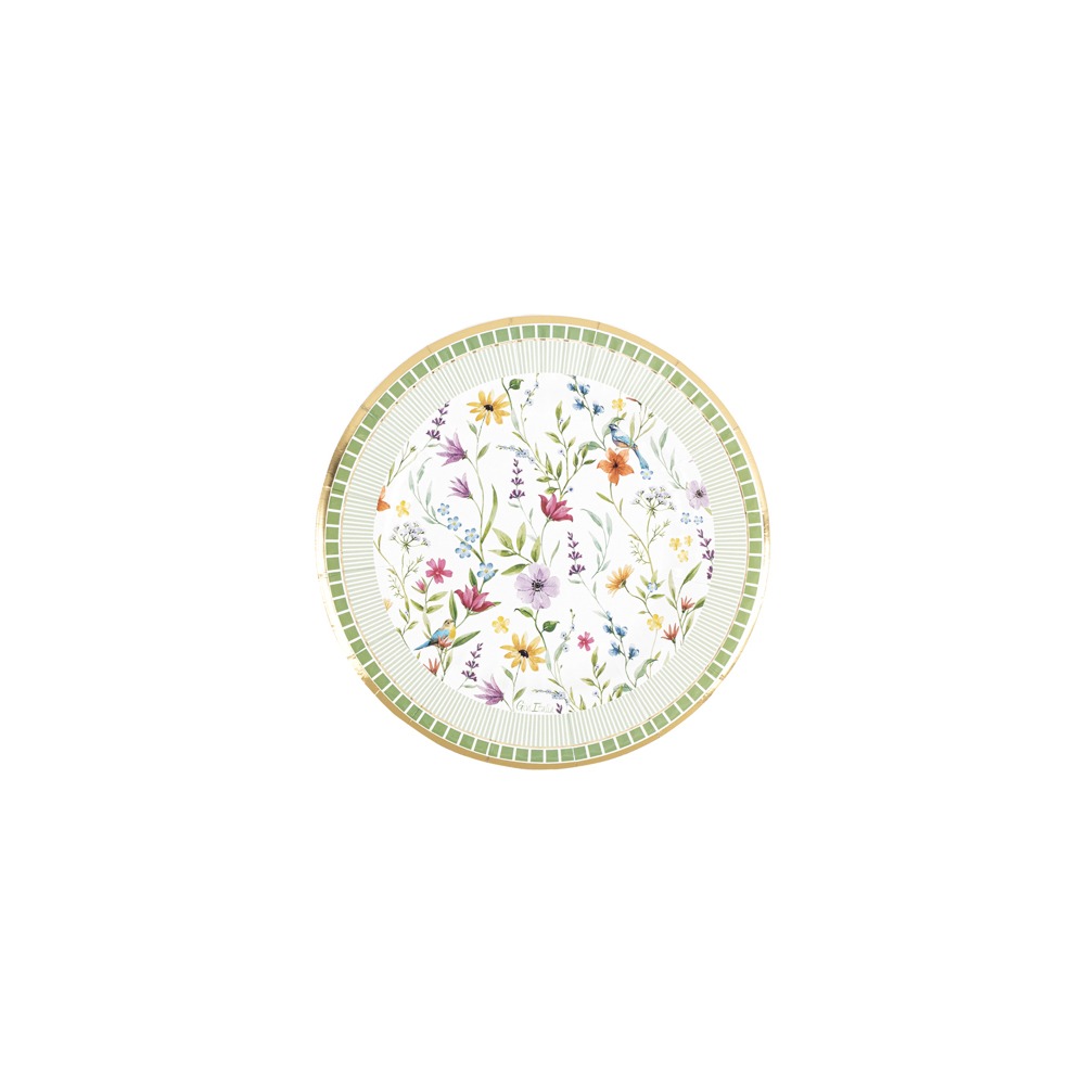 Blomster Paptallerkener - 8 stk (Ø 21 cm) | Blomst Tallerkner - Temashop