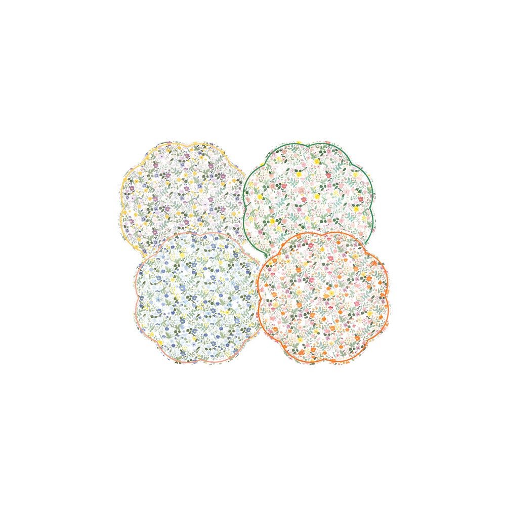 Petite Fleur Paptallerkener - 8 stk (20 cm) | Blomst Tallerkner - Temashop
