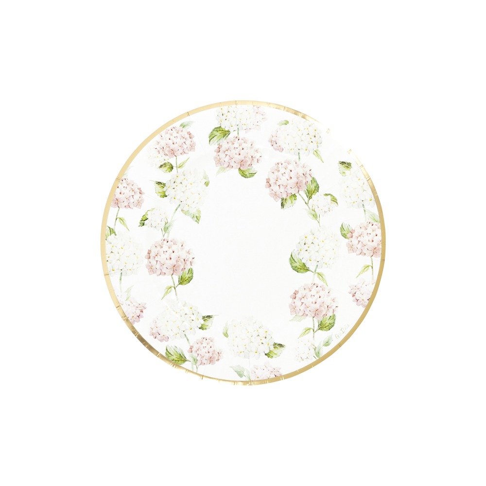 Hortensia Paptallerkener - 6 stk (Ø 33 cm) | Blomst Tallerkner - Temashop