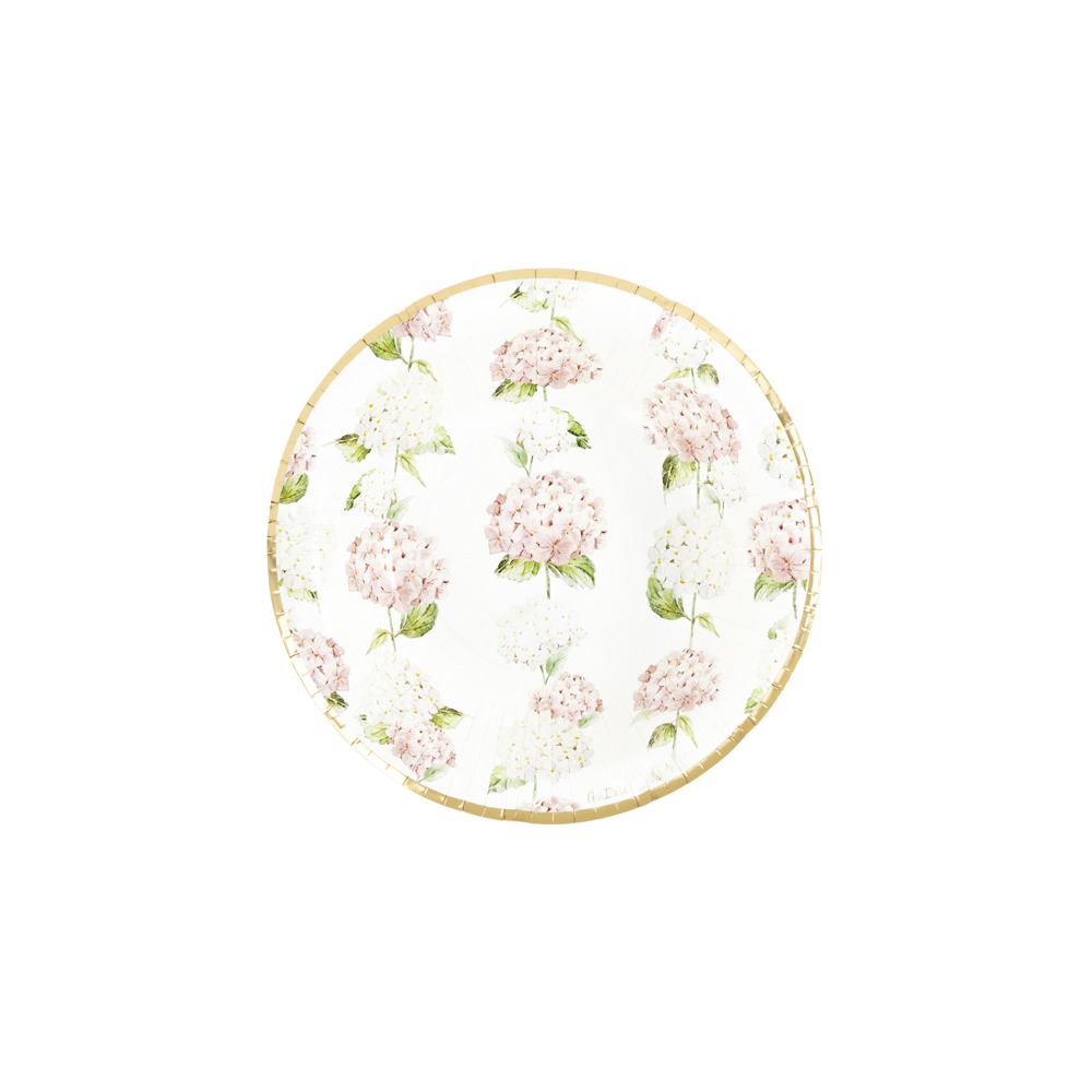 Hortensia Paptallerkener - 8 stk (Ø 27 cm) | Blomst Tallerkner - Temashop
