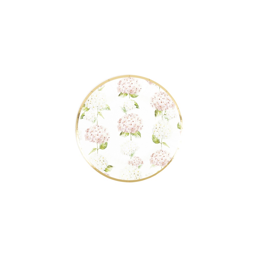 Hortensia Paptallerkener - 8 stk (Ø 21 cm) | Blomst Tallerkner - Temashop