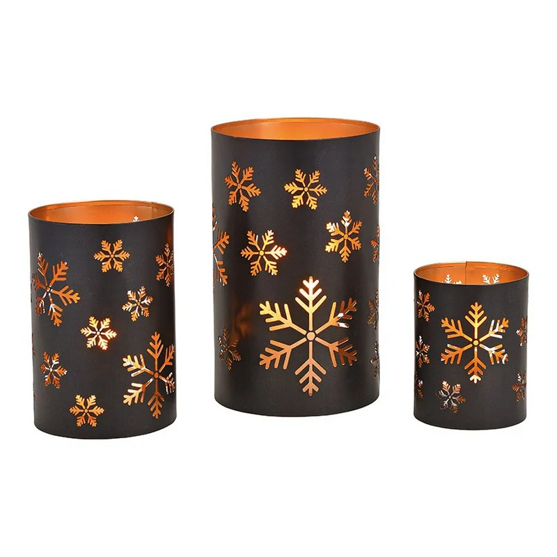 Snefnug Fyrfadsstager Sort - 3 stk (8 - 20 cm) | Julepynt Lys / lysestager - Temashop
