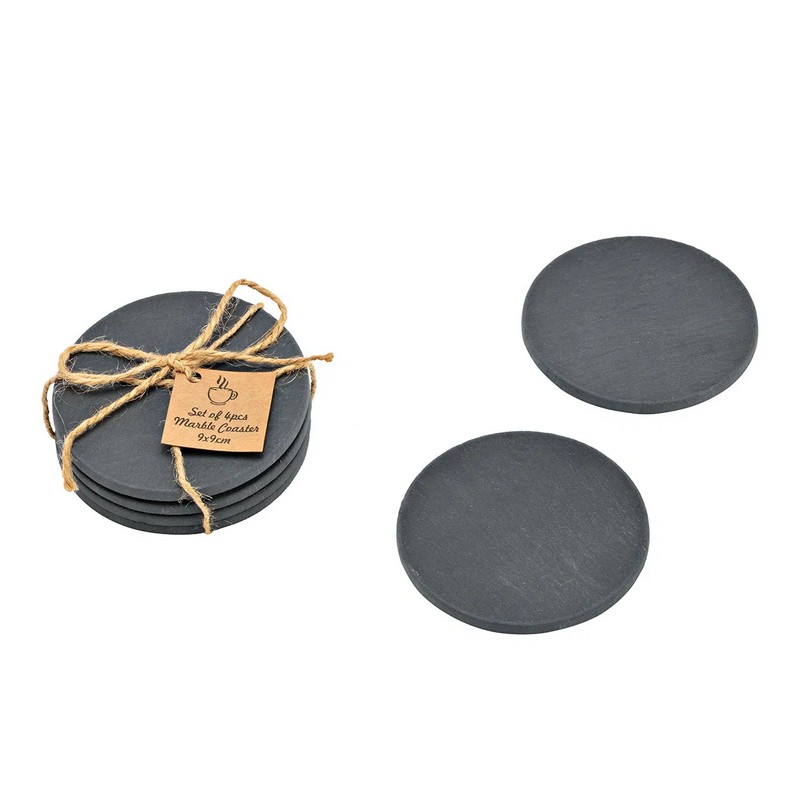 Skifer Ølbrikker Sort - 4 stk (10 x 10 cm) - Temashop