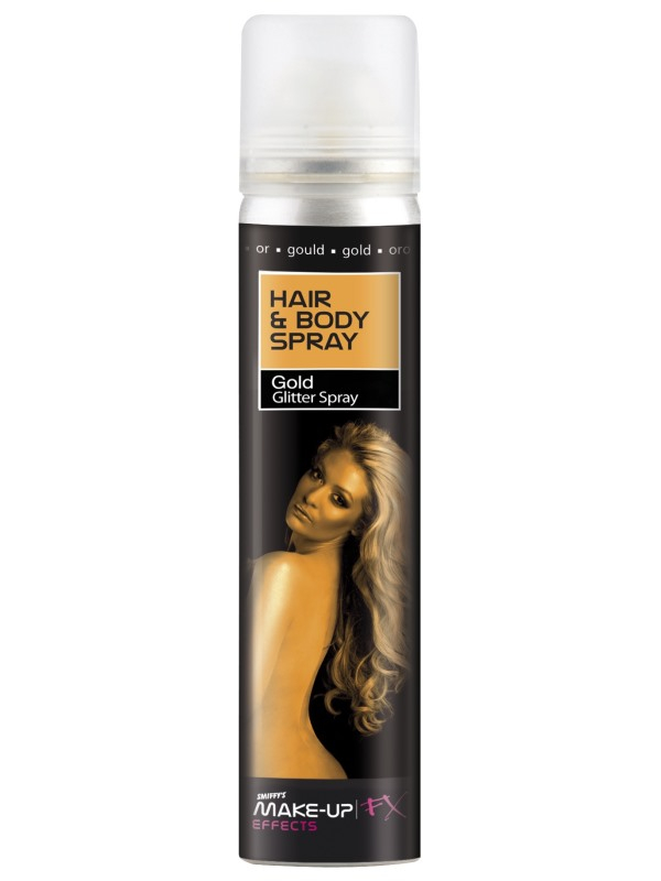 Hår- Og Kropsspray Glitter Guld | Guld tema Hårspray - Hovedtilbehør - Temashop