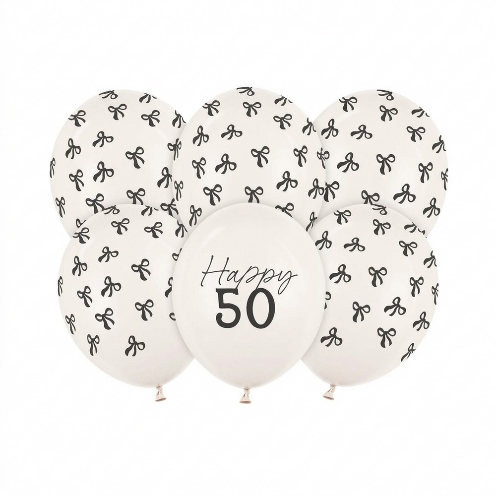 Happy 50 Års Fødselsdag Latexballoner Off-White