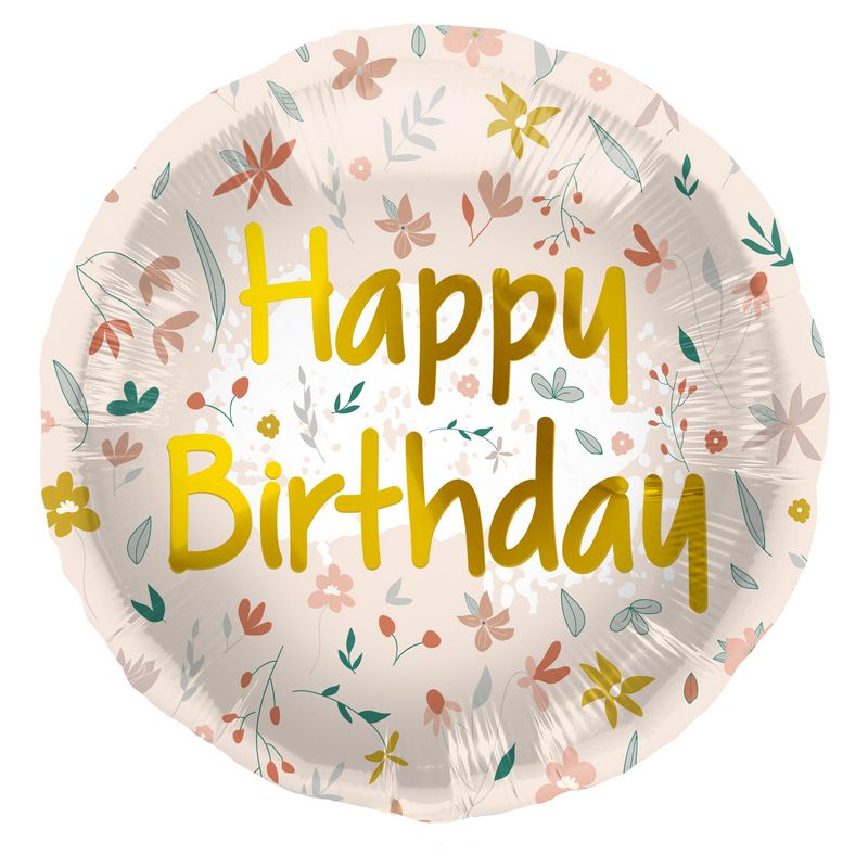 Happy Birthday Blomster Folieballon