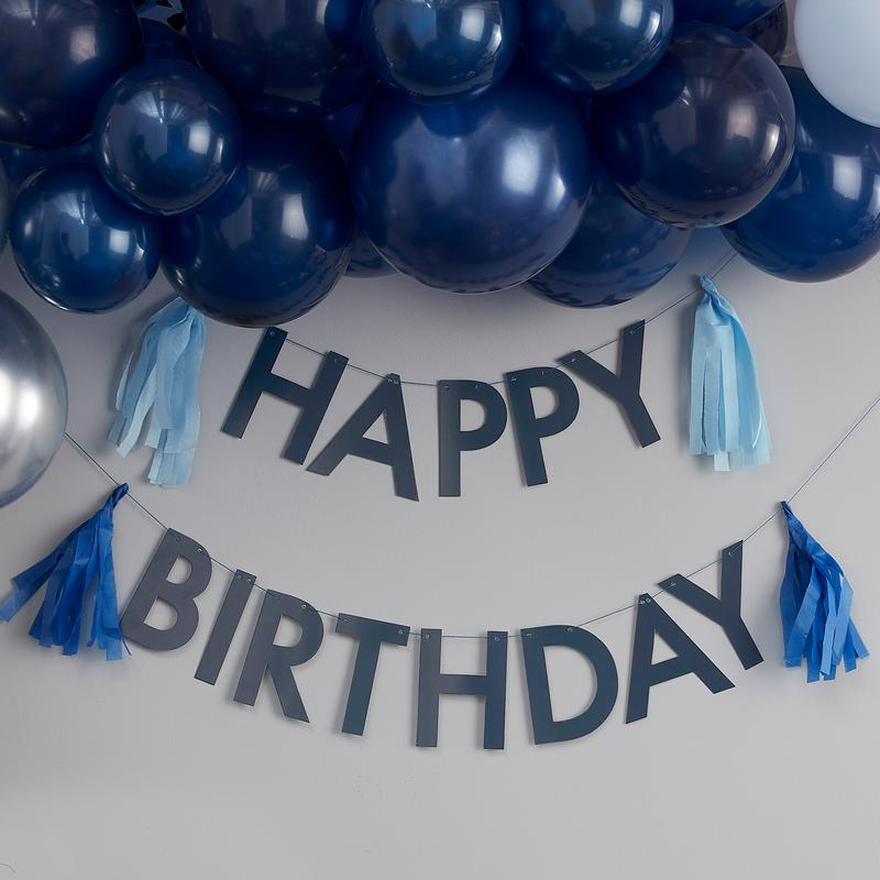 Happy Birthday Guirlande Blå