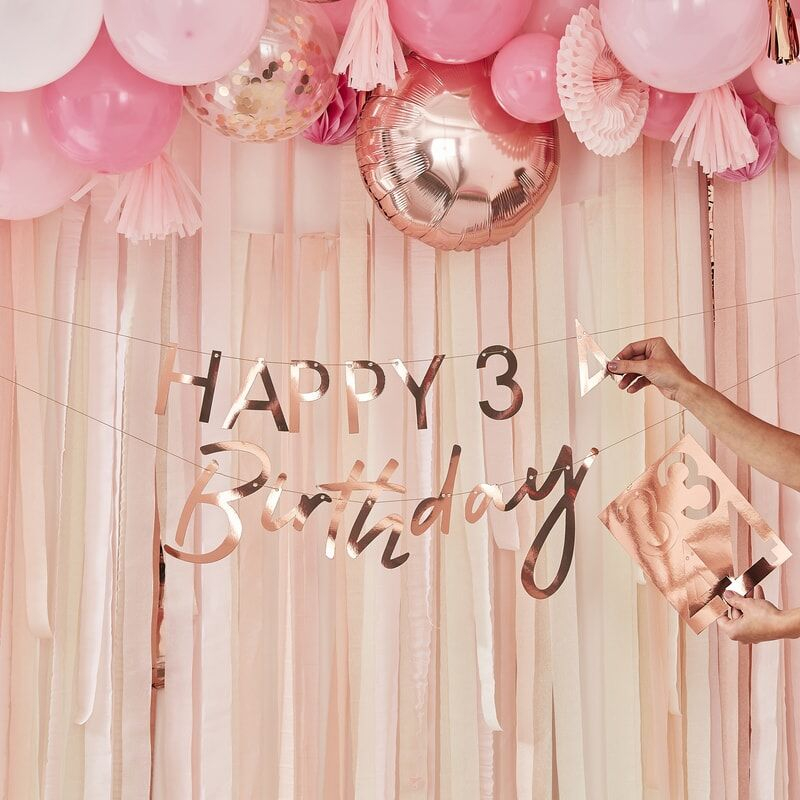 Happy Birthday Guirlande Rosaguld