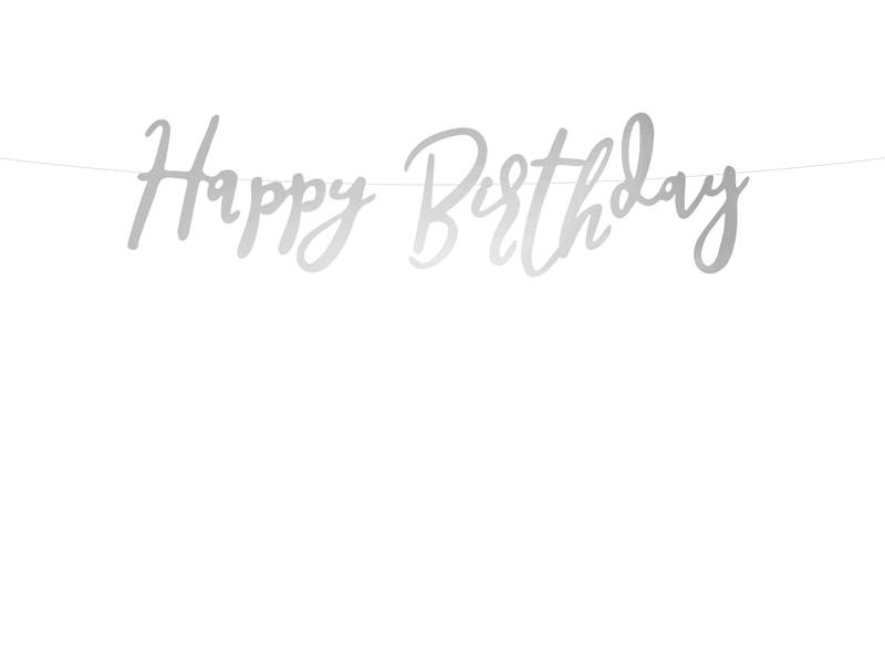 Happy Birthday Guirlande Sølv