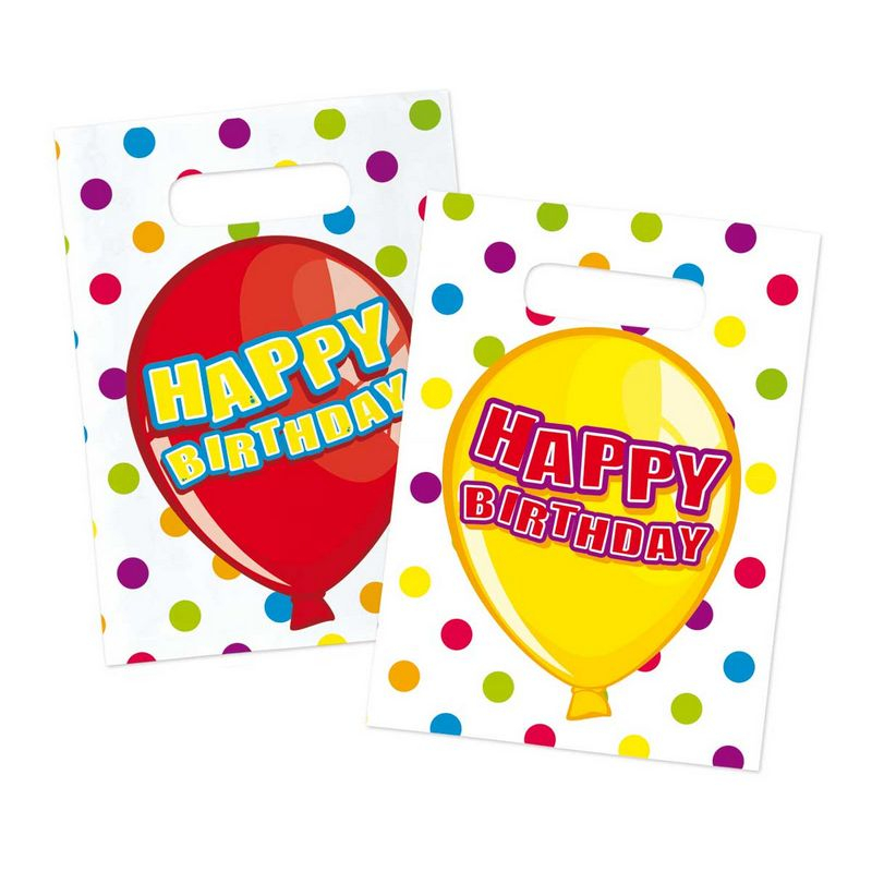 Happy Birthday Party Gaveposer - 6 stk (17 x 23 cm) | Fødselsdag Poser / Goodiebags - Temashop