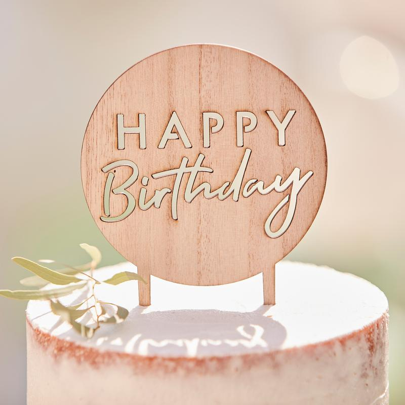 Happy Birthday Træ Kagetopper - 1 stk (18 x 12 cm) | Fødselsdag Kagefigur / kagetopper - Temashop