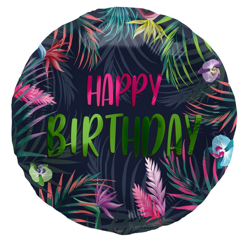 Happy Birthday Tropisk Folieballon Neon