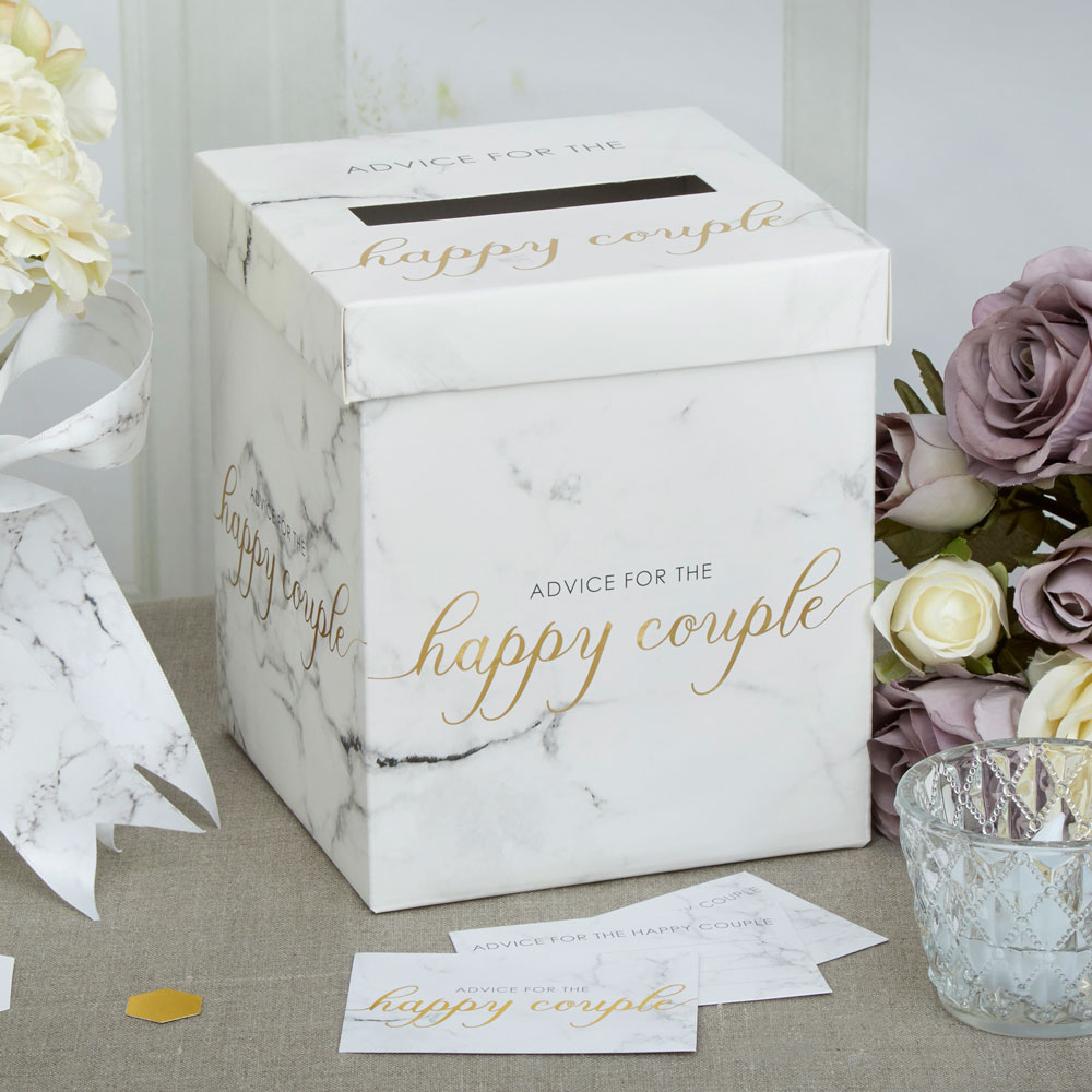 Happy Couple Advice Kortboks Marmor - 1 stk (14,5 x 14,5 x 17 cm) | Bryllup Æsker - Temashop