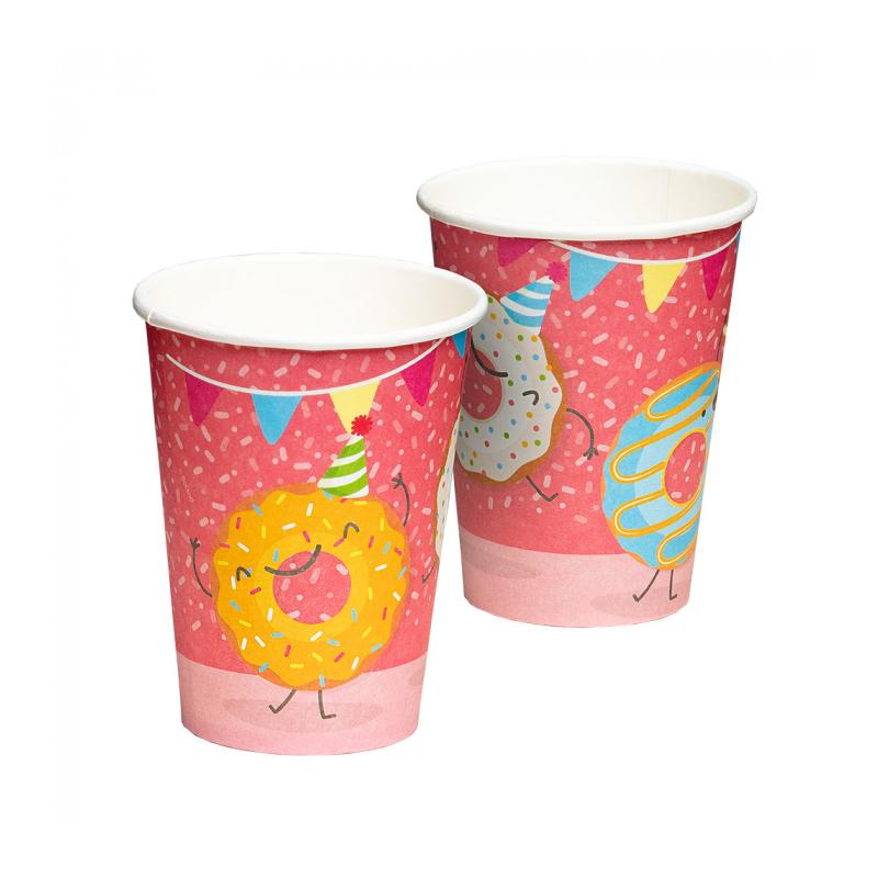 Happy Donut Papkrus - 8 stk (210 ml) | Donut Krus - Temashop