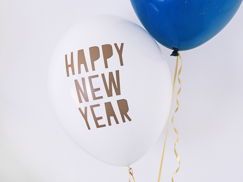 Happy New Year Balloner Pastelhvid - 6 stk (30 cm) | Nytår Latexballoner - Temashop