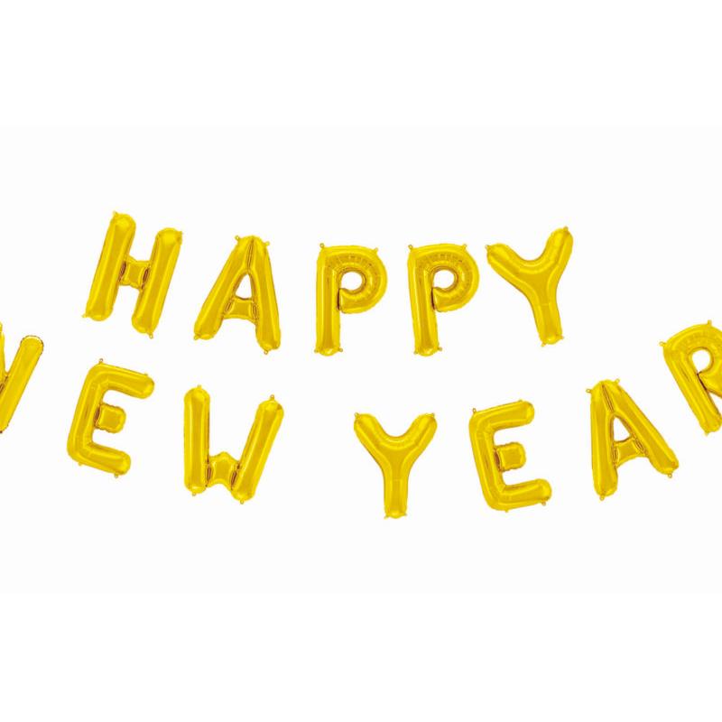 Happy New Year Folieballoner Guld